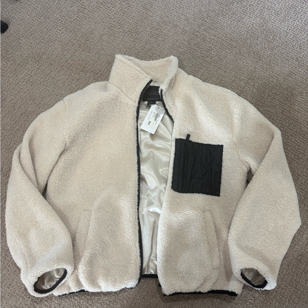NWT Sanctuary Cream Sherpa Jacket with Black Accents size M